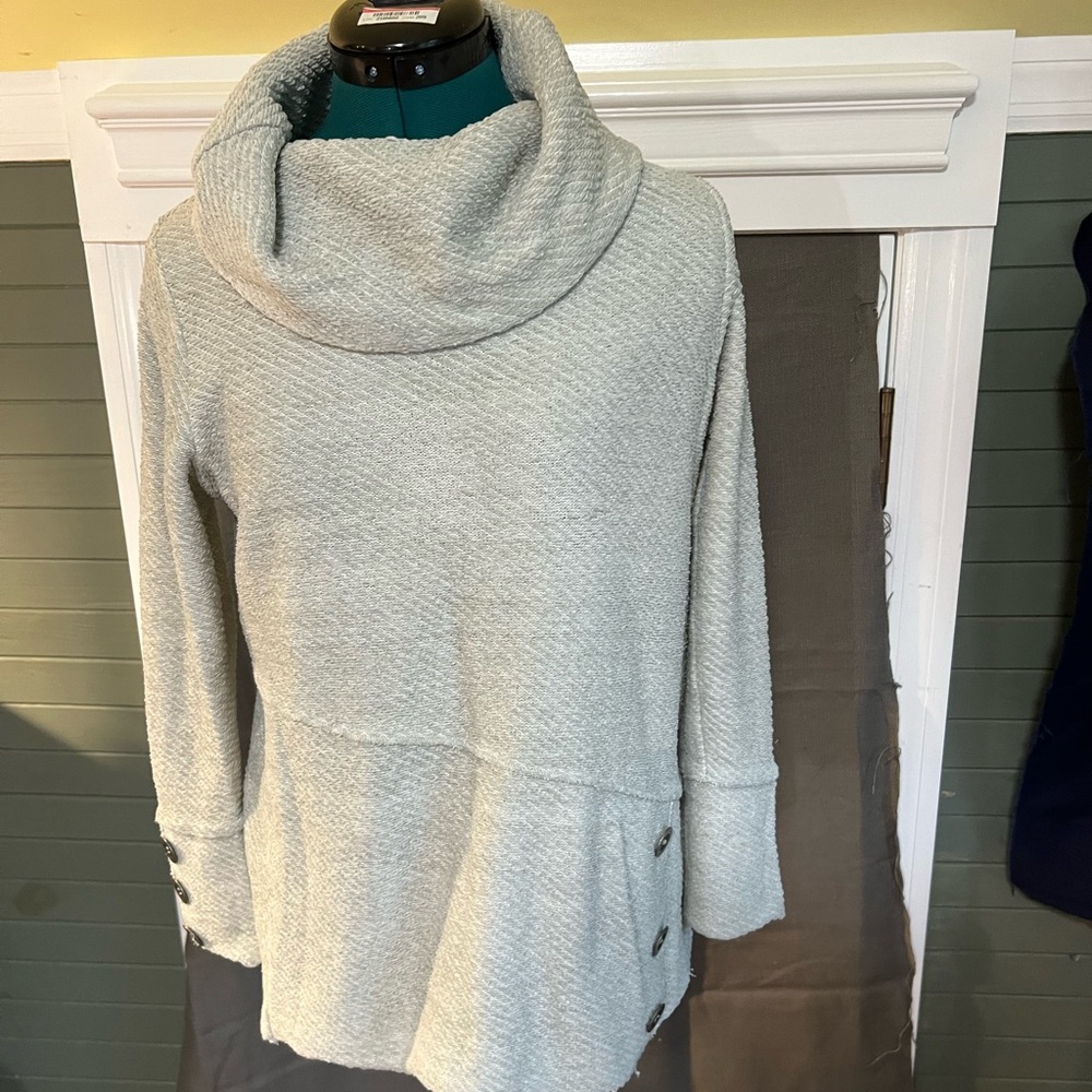 LAST CHANCE Soft Surroundings Cozy Cowl Neck Sweater - Light Green Petite Small